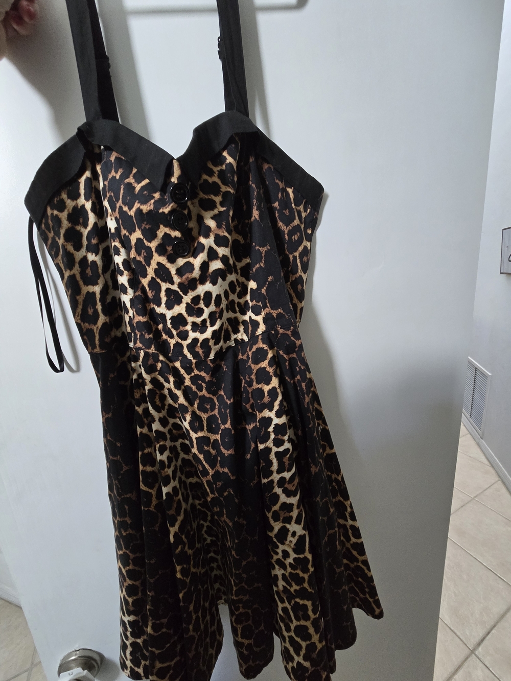 Hell Bunny Leopard Print Mini Dress with Black Trim